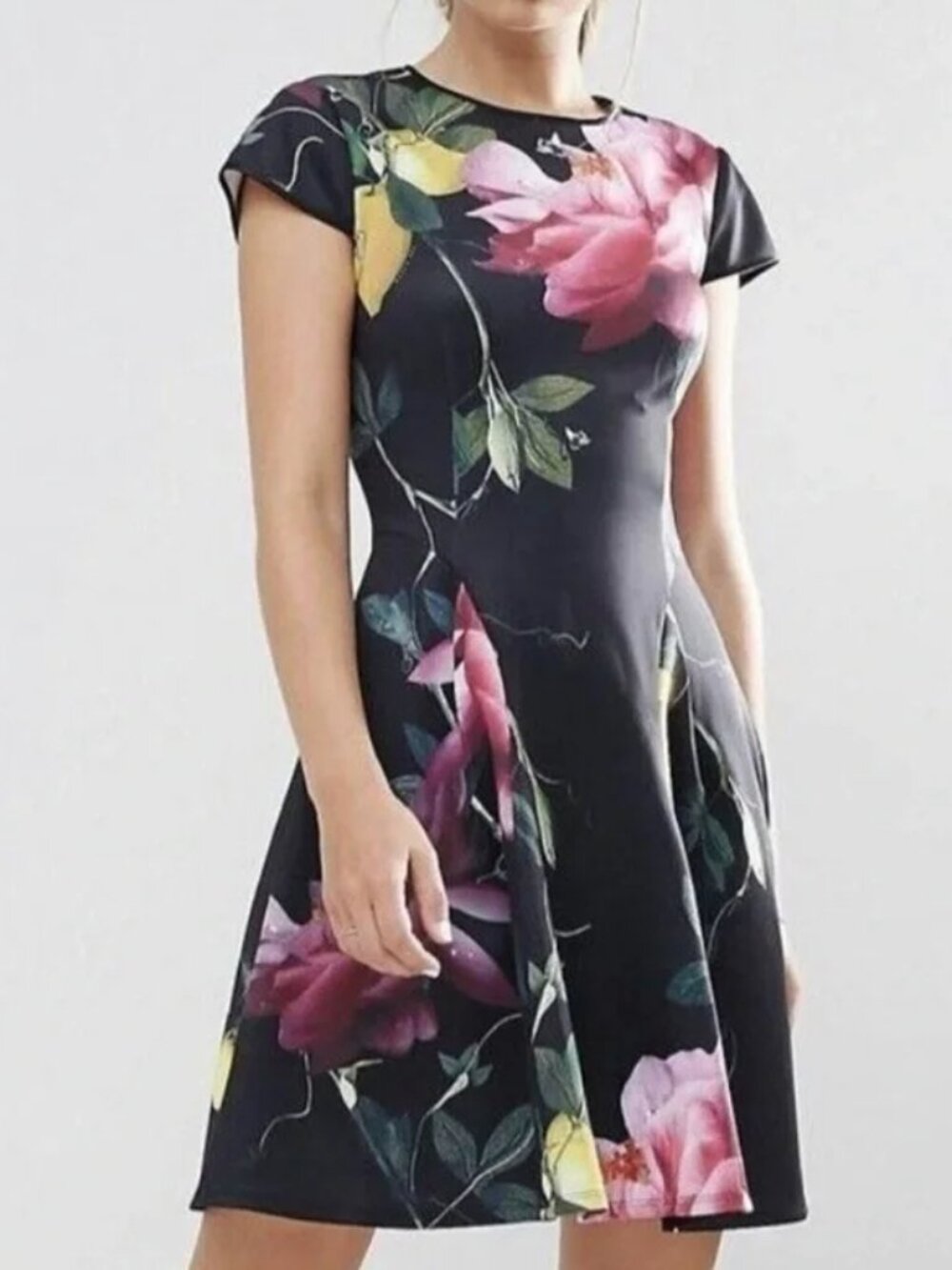 Ted Baker Allisia Skater Dress in Citrus Bloom Print 3 L